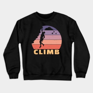 Retro Sunset Climber | Rock Climbing & Bouldering Crewneck Sweatshirt